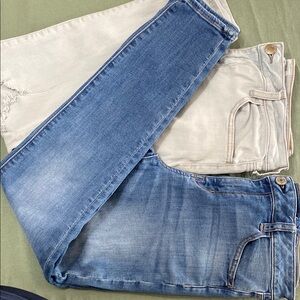American Eagle Outfitters Skinny Jeans Blue and Cream